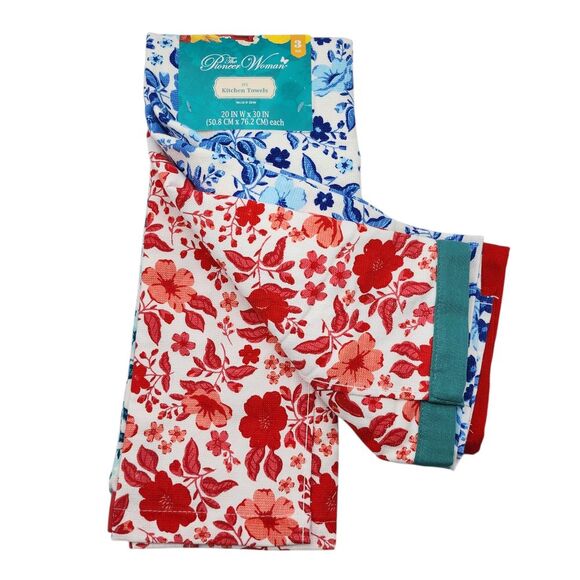 The Pioneer Women Floral Multicolor Cotton Kitchen Towel‎ Set 3pc  20x30in - Picture 3 of 16